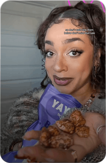 Yay Nuts TikTok Shop case study creative showing creator-led product marketing
